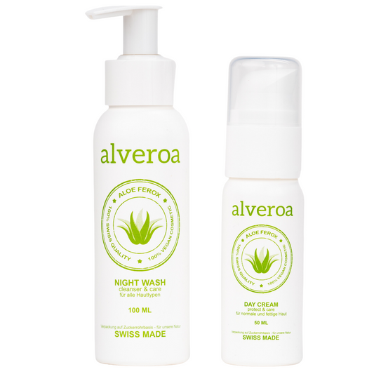 Alveroa Pflegeroutine: Reinigung 100 ml und Creme für normale und fettige Haut 50 ml