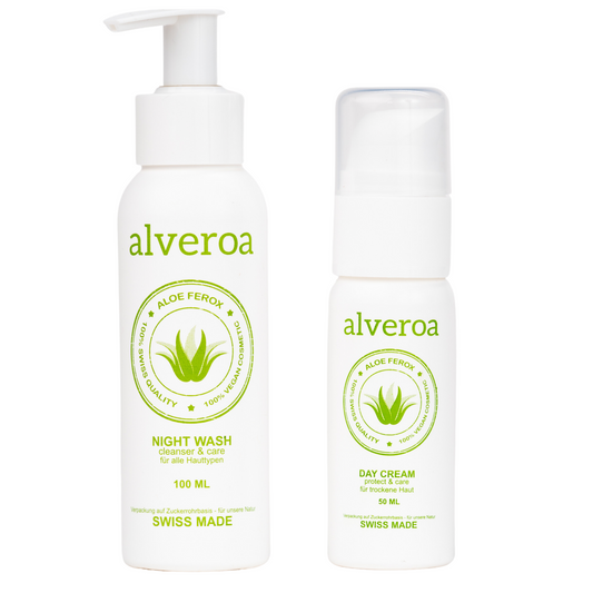 Alveroa Pflegeroutine: Reinigung 100 ml und Creme für trockene Haut 50 ml